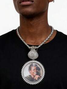 1 mặt dây chuyền khung ảnh hình túi tiền phong cách Hip-Hop, mặt dây chuyền kỷ niệm mới dành cho cặp đôi với đá Zirconia đính kèm. - Nhiều màu - Xem 4