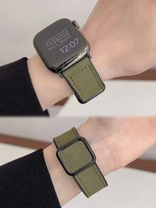 1 件复古方形扣皮革磁性表带，适用于 38/40/41/42/44/45/46/49mm Ultra/Ultra2/SE/SE2/11/10/9/8/7/6/5/4/3/2/1 - 綠色 - 查看 5