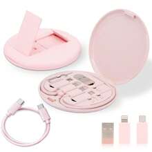 FCV 60W 多 USB 充电适配器线缆套件、USB C 转 Lighting 适配器盒、USB A 和 Type C 转 Micro/Type C/Lightning 转换套件、数据传输、卡存储、托盘弹出针、手机支架 - 彩色 - 查看 2