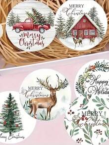 6/3/1 Stück süße Weihnachts-Holzuntersetzer, Weihnachtsbaum, rotes Haus, Rentier, Lastwagen, Weihnachtskranz gemusterte Untersetzer, geeignet für Weihnachtstischdekoration, Möbeluntersetzer, Getränkeuntersetzer für Zuhause, Weinglasuntersetzer, Weihnachtsgeschenke, Weihnachtsdekoration, Geschenke zu Weihnachten, Weihnachts- und Feiertagsdekoration