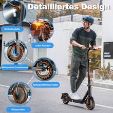 TODIMART T3 Scooter With Road Approval, 350W Front Motor, Maximum Range Of 30 Kilometers, 120kg Load Capacity, Three-Speed Gearbox To Adapt To Different Road Conditions, Equipped With A Mobile App To Check The Vehicle Status At Any Time. - Black - View 4