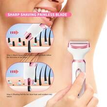 Mother's Day Gift 4-In-1 Portable USB Rechargeable Women's Shaver Facial Nose Leg Hair Body Shaping Set Pain-Free Electric Hair Remover - 白色 - 查看 2