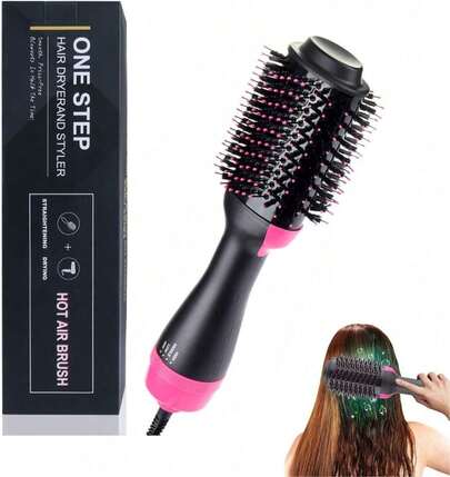 Cepillo de aire caliente 3 en 1 Cepillo de aire caliente de iones negativos, soplado de aire caliente profesional, peines estilo rollo para hombres y mujeres