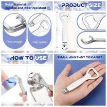 3 Piezas Destapadores de Viales para Tapas de Viales de 20 mm y 13 mm Removedor de Acero Inoxidable Abridores de Botellas para Tapas de Botellas, Latas y Tarros de Cerveza - Plateado - Ver 1