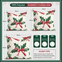 4 Stück Weihnachts-Stechpalmenblatt Illustration Design Kissenbezug Set, einseitig Muster 45*45cm