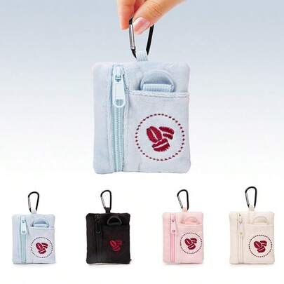 1pc Minimalist Cute Plush Storage Pouch Mini Earphone Case Coin Purse Red Lip Embroidery Ideal Gift For Valentine's Day Suitable For Daily Matching Small Wallet Coin Wallet For Women Money Wallet Mini Wallet Purse Wallet