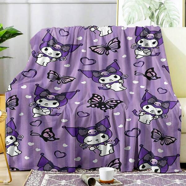 Sanrio بطانية فلانيل مطبوعة رقميًا بشخصية الكرتون كورومي من سانريو، متعددة الاستخدامات للغرفة المعيشية والنوم والتخييم والسفر، تجربة الدفء واللطافة والراحة للبطانية الناعمة، نسيج رائع ومميز كالاحتضان، يجلب السعادة.