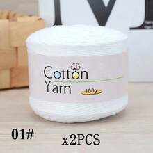 2pcs/Set 100% Cotton Yarn, 200g Total, Vibrant Colors, Lightweight Suitable For Knitting & Crochet Crafts, Ideal Starter Kit, 1pc 100g - Multicolor - View 15