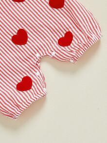 Mono de rayas para bebé con bordado de corazón rojo para San Valentín, mono infantil sin mangas para recién nacido - Rojo - Ver 9
