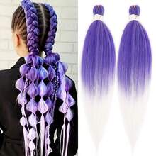Długie fioletowe warkocze, wstępnie rozciągnięte syntetyczne przedłużki do warkoczy, fioletowe przedłużki do włosów na imprezę sceniczną, kostium na Halloween i Boże Narodzenie