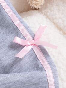 2pcs Baby Girl Fashionable Butterfly Striped Splice Grey Sweatshirt And Casual Sports Pants Set, Suitable For Daily, Outdoor, Commuting, School, Sports - Grey - View 7