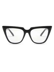 Visivana 1 Pair Women's Black Cat Eye PC Frame Glasses, Simple Solid Color Vintage Casual Non-Prescription - Black - View 7