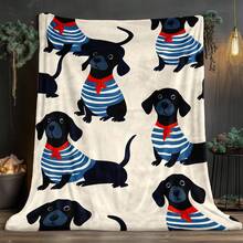 Super Soft Cute Dachshund Prints Flannel Printed 3D Blanket, As Birthday Gifts, Family, Wedding, Souvenir Blankets, Polyester Blankets Suitable For All Seasons, Washable, Machine Washable, Lightweight, Breathable, Comfortable, Warm, Unique, 280gsm For Him, Her Personalized Ideal Gifts For Her, Him, Family, Boyfriend, Girlfriend, Father, Family, Mother, Lover, Daughter, Son, Grandfather, Grandmother, Friend, Classmate, Pet.   Perfect Nap, Camping, Travel, Home, Daily Life, Office Decoration, Birthday, Anniversary, Valentine's Day, Thanksgiving, Christmas, Halloween, Mother's Day, Father's Day, Wedding, New Year Gifts ,Sofa,Bed,Car,Bedroom,Living Room,Office,  Outdoor Camping, Beach,Wall Decoration - 多色38 - 查看 5