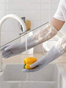 乳胶洗碗手套，防水防滑保护双手，适用于厨房、家庭洗衣房、浴室、卫生间、客厅和卧室，家用手套可重复使用，实用，可用于家庭清洁、家庭清洁、厨房清洁、派对清洁、清洁工具，家庭必备，厨房必备厨房工具