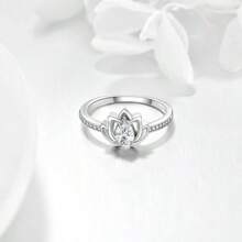 TIGER RIDER Sterling Silver Lotus Ring For Women Cubic  Lotus Flower Rings Yoga Ring Lotus Jewelry Birthday Mothers Day Gifts For Mom Men