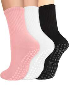 1/3 زوج جوارب يوجا للنساء مانعة الانزلاق، جوارب بيلاتس مانعة الانزلاق للنساء، جوارب بيلاتس لاصقة، جوارب يوجا وباليه مزودة بنعل مانع للانزلاق، جوارب رياضية للباليه والرياضات اللياقة البدنية