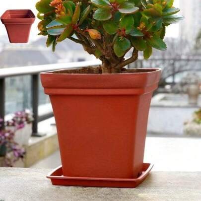 CASAMAX WL Maceta grande reforzada + maceta de plástico + drenaje eficiente y espacio amplio + terraza/oficina/balcón + para amantes de las plantas y jardinería