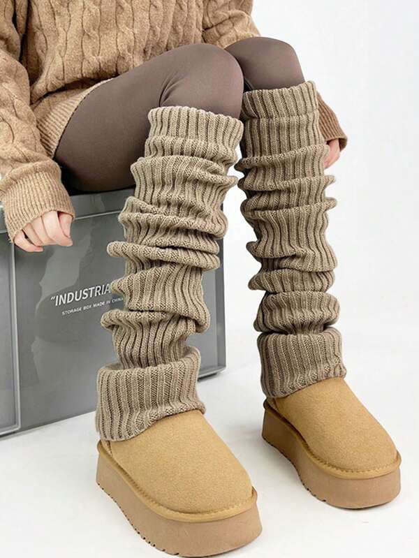 70 cm dzianinowe, bardzo długie i grube, ciepłe, za kolano getry, jednolity kolor, jesień/zima