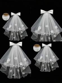 1pc Floral Print Elegant Polyester Bowknot Flower Hair Clip, Ethereal Wedding Photo Prop, Suitable For All Seasons, Claw Clips, Hair Claws, Clips For Hair, Hair Slide, Hair Barrettes, Vacation Outfits Woman, Bows, Cute