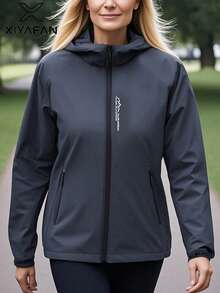 1pc Women's Lightweight Breathable Outdoor Jacket, Sports Coat For Autumn - Dark Grey - View 1