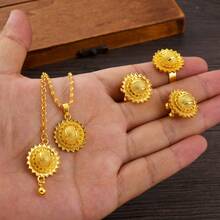 Set de 4 bijuterii clasice cu două bare, culoare aurie, cercei, inele, colier, lanț de păr, cadou pentru petreceri din Orientul Mijlociu, cadou de zi cu zi, nuntă, cadou de sărbători