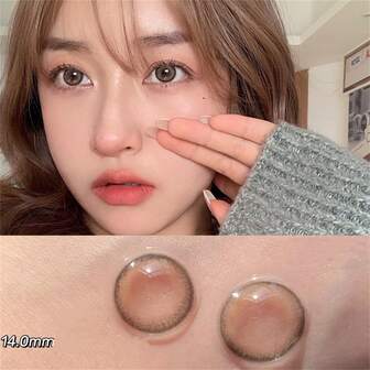 Morningcon Lentes de contacto de color de pupila grande y belleza cósmica, de pequeño diámetro para miopía, lentes de contacto naturales de 2 piezas como regalo de verano para chicas con maquillaje de ojos, uso anual