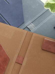 1pc Customized Name A4/Letter Size File Folder, Vintage Personalized Engraved Gold Letter Combination, Customized Vintage Leather File Folder With Pen Holder, Customized Magnetic Clipboard Notebook File Folder, Customized Business File Folder, Personalized Notebook, Business Gift, Upgrade Corporate Gift, Travel Organizer, Quiet Luxury - Multicolor - View 9