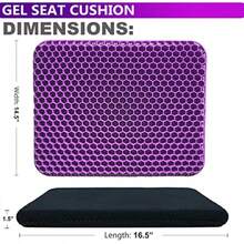 Gel Seat Cushion Pillow For Long Sitting Office Chair Car Egg Seat Cushion With Non- Cover For Back Coccyx And Tailbone Pain Relief Pad - Pressure Reducing Honeycomb Designed For Comfort - 紫色 - 查看 2