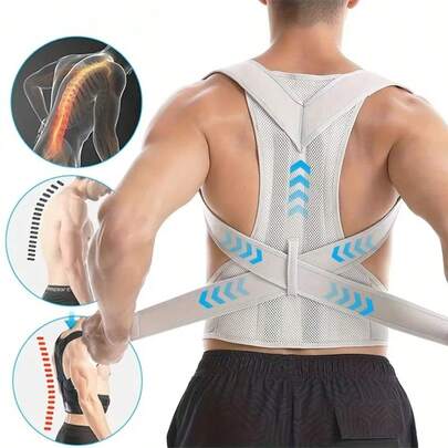 Unisex Back Support & Posture Corrector, Adjustable, Lightweight , Multifunctional, Men & Women, Breathable Back Brace, Tight Fit, Ideal For Daily Wear, Home, Office, Work, Sports And Fitness, Waist Trainer, Beauty & Health, Body Binding & Support, Sports & Outdoors, Body Shapers & Protective Gear, Sports Straps, Enhances Body Confidence