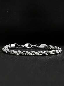 2pcs/Set Fashionable Men's Diamond Cross Pendant Necklace & Braided Chain Bracelet Set, Metallic Material, Jewelry Gift, Punk/Hip-Hop Style