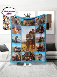 Personalisierte Foto-Collage Decke, hergestellt aus mehreren zusammengenähten Fotos, kann als Geschenk verwendet werden um Emotionen zu vermitteln, geeignet für Zuhause und Geschenkszenarien, verleiht Räumen eine warme und persönliche Atmosphäre, ganzjährig geeignet