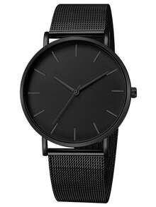 1pc Men's Fashionable Minimalist Mesh Strap Quartz Watch, Suitable For Daily Wear, Birthday, Gift For Him, Anniversary, Year-End Promotion, Singles' Day, Halloween Promotion And Other Holiday Gifts