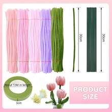 500 件管道清洁器工艺品 - 散装管道清洁器，含 5 种颜色管道清洁器、雪尼尔花茎用品，含 20 件花茎、园艺胶带和花蕊以及贺卡，适用于花束 DIY 艺术和工艺项目 - 彩色 - 查看 4