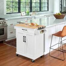 Multifunctional movable kitchen island cart large capacity storage sideboard kitchen carro multiusos almacenamiento ruedas negro blanco hogar organización muebles - Blanco - Ver 6