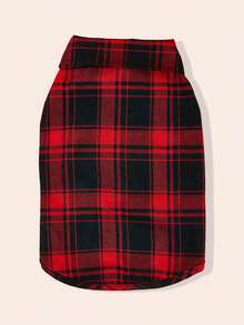 LUCKIE LABO 1 pieza Camisa de mascota de poliéster con estampado de cuadros sencillo, antiparasitaria, reduce la pérdida de pelo, aislante, transpirable para gatos y perros de interior/exterior - Rojo - Ver 6