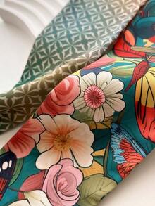 One Four Season Simulated Silk Butterfly Printed Ribbon Can Be Used As A Neck Scarf, Headband, Headband, Hair Accessory Decoration, As Well As Decoration For Bags, Clothes, Etc. Headbands, Headbands, Hair Accessories, And Headbands Are Ideal Choices For Dressing Up - Dark Green - View 2