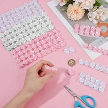120 Pcs Beaded Sequin Flower Sew On Patches, 3 Colors Polyester Flowers Applique With Beaded Patch Dress Garment Shoes Bags Accessory Clothes Decor - ban đầu - Xem 4