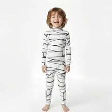 Mummy Costume, Full Body, Thick Unitard, Lycra - Black and White - View 2