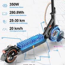 TODIMART T3 Scooter With Road Approval, 350W Front Motor, Maximum Range Of 30 Kilometers, 120kg Load Capacity, Three-Speed Gearbox To Adapt To Different Road Conditions, Equipped With A Mobile App To Check The Vehicle Status At Any Time. - Black - View 7