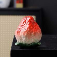 1 Piece Of Simulated Ceramic Fruit Persimmon Money Jar, Tea Sealed Jar, Creative Strawberry Ceramic Jar, Home Decoration Ornament