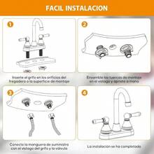 Mezcladora para Fregadero, Llaves para Fregadero de Cocina Flexible con Pulverizador de Modo Dual, Grifos para Cocina con 2 Asas para RV, Mezcladora para Cocina de Acero Inoxidable - inicial - Ver 7