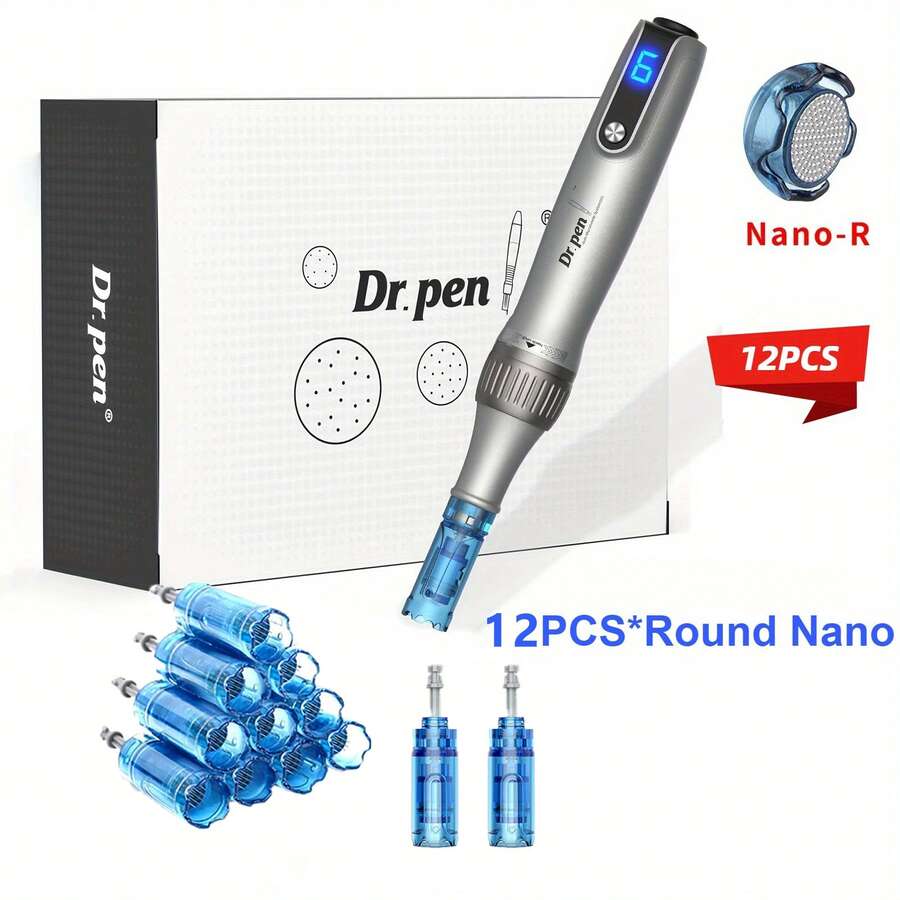 Dr.pen Dr. Pen M8S Professional Beauty Pen Facial Care Tool Set, Equipped With 12 Pieces Of Disposable Replacement Consumables (12 Round Nano)-0.25mm Facial Microneedle Tool, Home Skin Care, Portable Tool, Suitable For Home Use, Skin Care Application Pen, Home Dermatology, Light Beige Care Equipment, Microneedle Pen, Portable Design, Professional Beauty Tools, Disinfection Needles, Disposable Consumables, Beauty Lovers, Home Skin Care Users - Xám - Xem 1