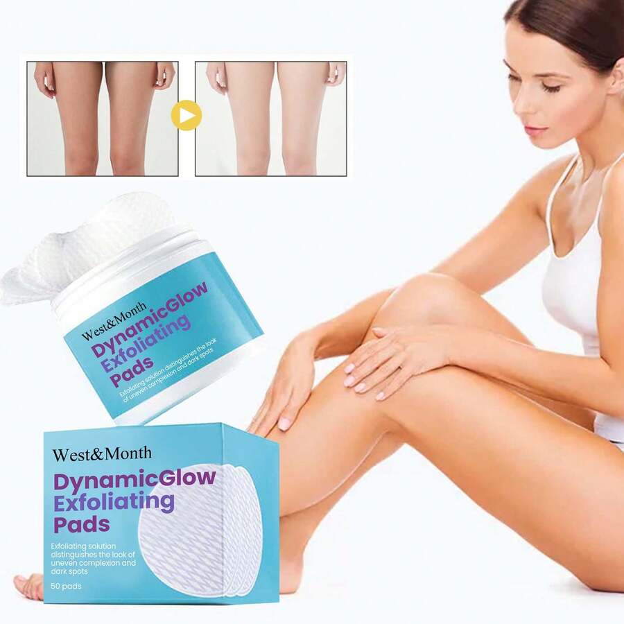 West&Month Dynamic Glow Exfoliating Pads - Deeply Moisturizing Repair Gently Soften Skin Whitening Brighten Dull Skin Fade Dark Spots Enhance Skin Elasticity Improve Smooth Delicate Skin Texture - 50 Pads/Box - Màu xanh ngọc - Xem 1