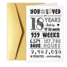 1 pieza Kit de celebración del 18º/21º/30º cumpleaños - Decoraciones con número de edad brillante para ella, telón de fondo fotográfico minimalista para él, tarjeta de mensaje conmovedor y sobre a juego