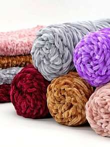 3 件套豪华天鹅绒纱线套装 - 柔软涤纶雪尼尔纱线，适用于 DIY 针织和钩编，有白色、米色、蓝色、棕色、紫色、绿色、黑色、灰色可供选择