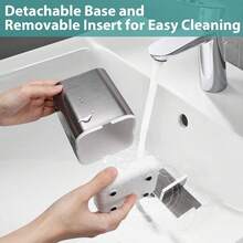 Boperzi Toothbrush Holder Toothpaste Organizer Drainage For Bathroom Vanity, Detachable Anti- Brushed Nickel Toothpaste Storage Caddy With Drainage Holes For Makeup Brush Razor Stand - 拉絲銀 - 查看 3