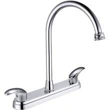 Mezcladora para Fregadero, Grifos para Cocina Negro Mate, Llave de Fregadero de Cocina Flexible, Grifo de Cocina con Dos Asas, Grifo de Cocina Moderno de Acero Inoxidable, SP - 80100 - N - Cromo Espejo 1 - Ver 2