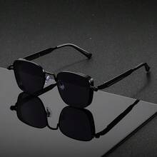 1 Pair Of Unisex Square Metal Korean Style Fashion Glasses, Suitable For Music Festivals And Street Photography Accessories - 黑色的 - 查看 13