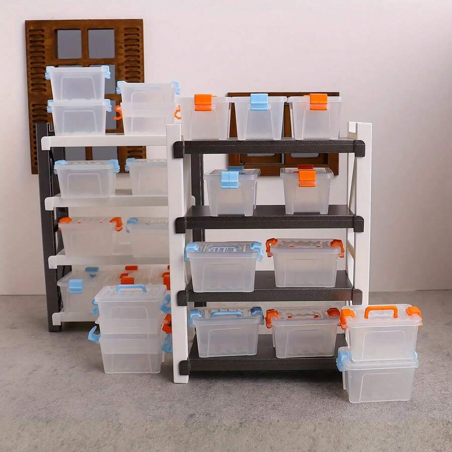 迷你手提箱式收纳盒：透明小物件收纳盒、微缩场景 DIY 配件、模型场景装饰/摄影道具、微缩景观手工艺品必备品、水鼠贴纸、节日礼物、装饰性收纳、手提箱式盒子、耐用容器、手工工艺品配件、手工艺品材料、小型收纳盒、模型制作器、节日购物者