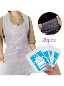 10pcs/20pcs Disposable Plastic Waterproof Kitchen Aprons, Individually Packaged, Unisex Kitchen Protective Clothing, Food Service Disposable Accessories